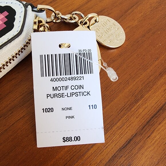 NWT Henri Bendel Lipstick Motif Coin Purse Charm Keychain - comes w/HB giftbag - Picture 6 of 7